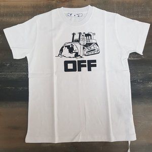 Off-White White T-Shirt With World Caterpillar Printed